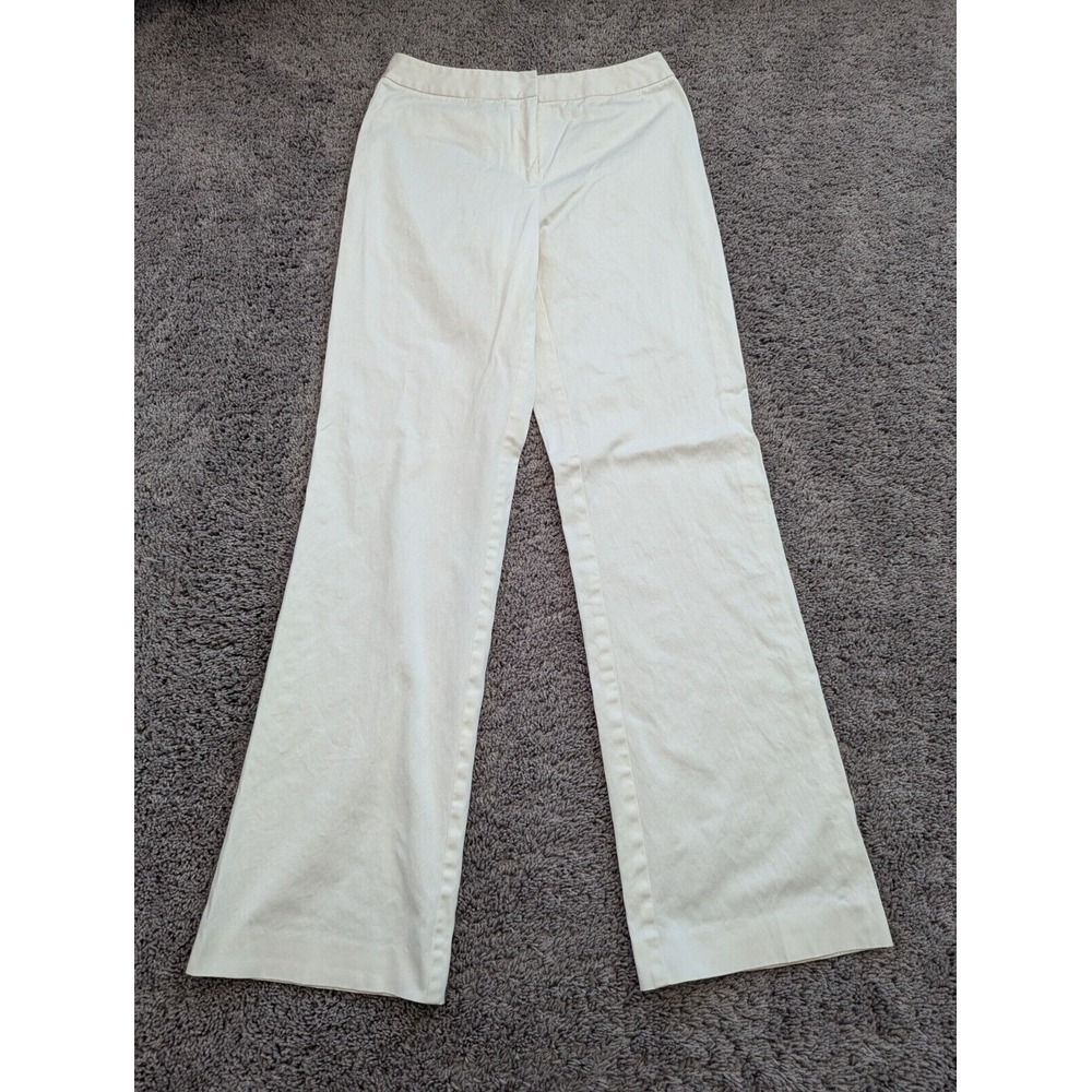 Lafayette 148 New York Pants Womens 4 Straight Ivory Midrise Office Casual